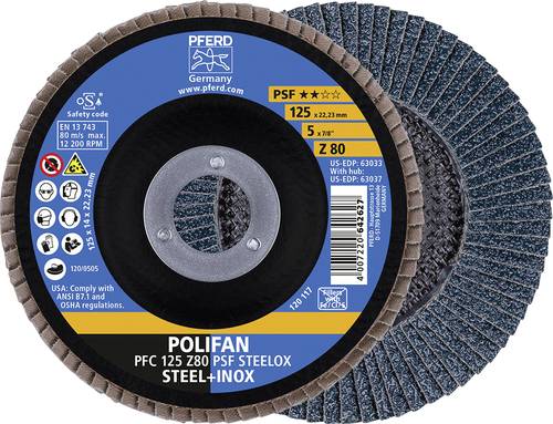 PFERD 67768125 Z Psf Steelox Fächerschleifscheibe Durchmesser 125mm Bohrungs-Ø 22.23mm 10St. von PFERD