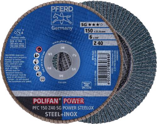 PFERD 67784150PFC 150 Z 40 SG POWER STEELOX Fächerschleifscheibe Durchmesser 150mm Bohrungs-Ø 22.2 von PFERD