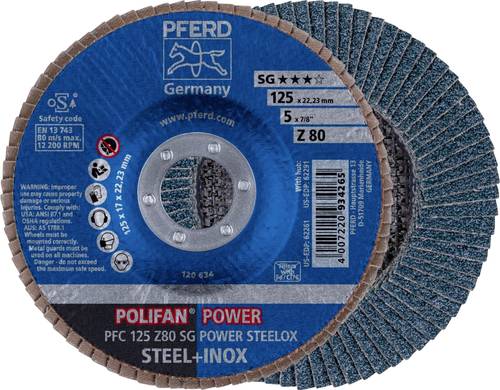 PFERD 67788126PFC 125 Z 80 SG POWER STEELOX Fächerschleifscheibe Durchmesser 125mm Bohrungs-Ø 22.2 PFERD 67788126PFC 125 Z 80 SG POWER STEELOX Fächerschleifscheibe Durchmesser 125mm Bohrungs-Ø 22.2 von PFERD