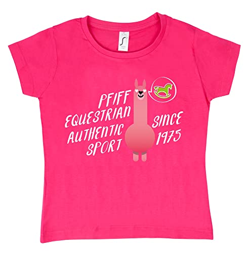 PFIFF 102516 Kinder-T-Shirt „Lama-Love“, Lama Motiv, Pink 116-128 von PFIFF