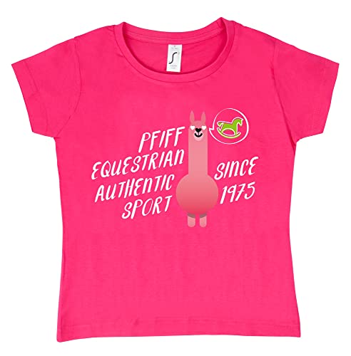 PFIFF 102516 Kinder-T-Shirt „Lama-Love“, Lama Motiv, Pink 152-164 von PFIFF