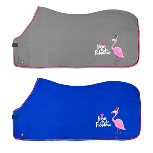 PFIFF 102521 Fleecedecke 'Fabulous Flamingo', blau 145 von PFIFF