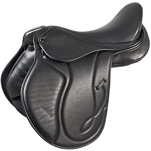 PFIFF 102871 Vielseitigkeits-Sattel Linus, Ledersattel halbtiefer Sitz, Schwarz Cob/Full 17.5 Zoll von PFIFF