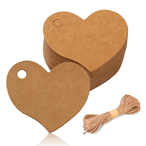 100 herzförmige Etiketten, mit 10 m Hanfseil, Kraftpapieretiketten, herzförmige Geschenketiketten, Christbaumschmuck, Wunschetiketten, geeignet für Valentinstag und Weihnachten 100 herzförmige Etiketten, mit 10 m Hanfseil, Kraftpapieretiketten, herzförmige Geschenketiketten, Christbaumschmuck, Wunschetiketten, geeignet für Valentinstag und Weihnachten von PFLYPF