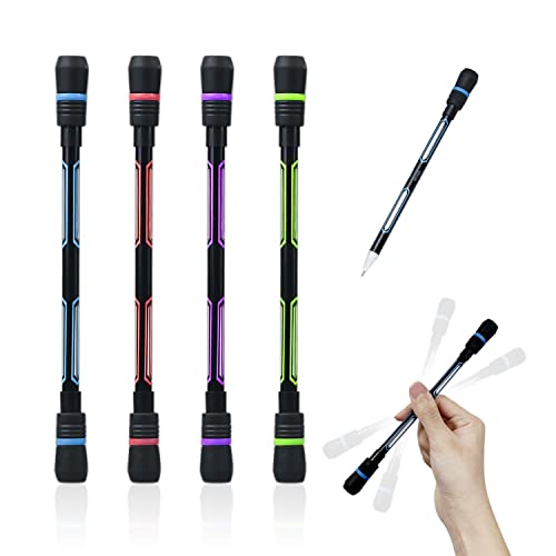 PFLYPF 4 Stück Spinning Pen, fingerrotierender Stift, rotierender Stift mit Mine, schreibender rotierender Stift, Studentenbüroarbeiter Unterhaltung Drehkugelschreiber von PFLYPF