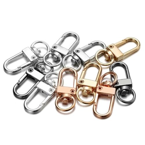5/10 Stück 12 x 33 mm rotierende Hundeschnalle Gold Rhodium Metall Karabinerhaken Haken für DIY Schmuckherstellung Schlüsselanhänger Kettenzubehör-Gemischt 01 von PGGOLF