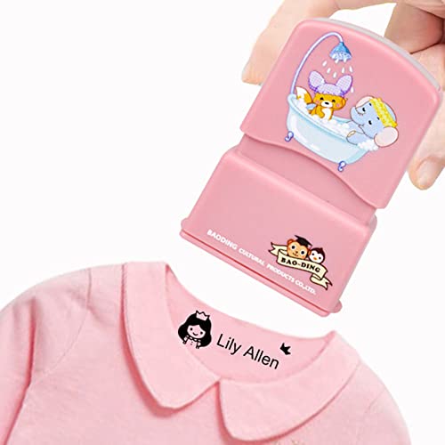 Namensstempel Kinder Textil,Stempel Personalisiert Kinder Schule,Kleidungsstempel Kinder Name,Personalisierter Stempel Für Kleidung (BZ001-Pink) von PGORSDOR