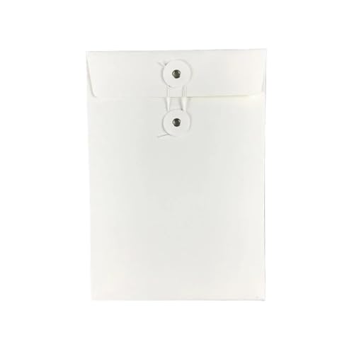 50 Stück einfarbige Aktentaschen, leere Aufbewahrungstaschen aus Kraftpapier for Postkarten, A5, A6, A7, bodenlose Umschlagschlaufen, Seil-Aufbewahrungstaschen for Karten(White,210x145mm) von PGVXEM