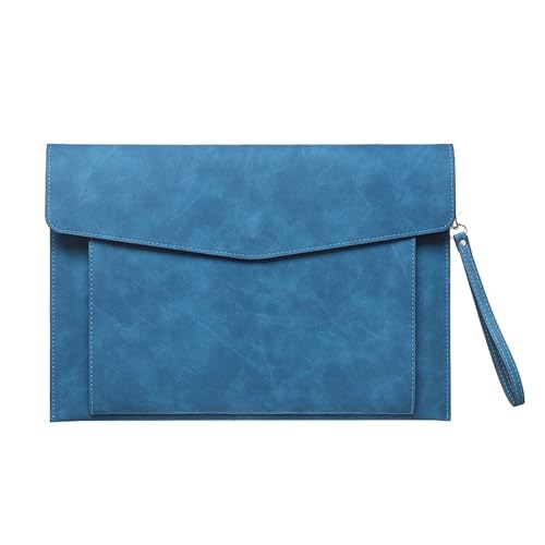 A4 Leder Dokument Tasche Datei Ordner Große Kapazität Business Aktentasche Wasserdichte Laptop Fällen Büro Organizer(Blue) von PGVXEM