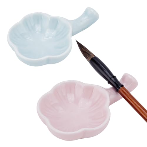 PH PandaHall 2PCS Blume Keramik Tintenteller, 2 Farben Porzellan Tuscheschale Chinesische Kalligraphie Malerei Pinselhalter Tuscheschälchen für chinesische Kalligrafie und Sumi-E-Malerei PH PandaHall 2PCS Blume Keramik Tintenteller, 2 Farben Porzellan Tuscheschale Chinesische Kalligraphie Malerei Pinselhalter Tuscheschälchen für chinesische Kalligrafie und Sumi-E-Malerei von PH PandaHall