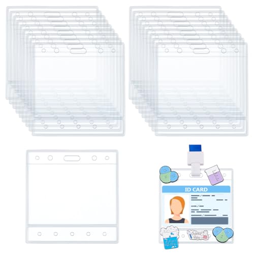 PH PandaHall Kartenhalter, Namensschild-Halter, horizontaler Buddy Topper, Adapterhülle, wasserdicht, transparent, Kunststoff, für 8,9 x 6,3 cm, Krankenschwestern, Arzt, Mitarbeiter, 50 Stück PH PandaHall Kartenhalter, Namensschild-Halter, horizontaler Buddy Topper, Adapterhülle, wasserdicht, transparent, Kunststoff, für 8,9 x 6,3 cm, Krankenschwestern, Arzt, Mitarbeiter, 50 Stück von PH PandaHall