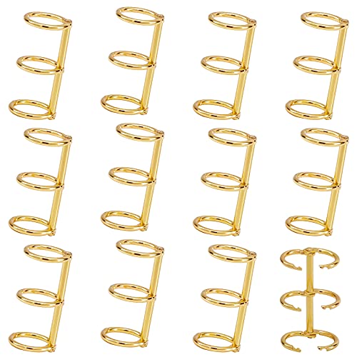 PandaHall 12 Stück 3 Ringbinder Clips, Gold Buchringe Metall Loseblatt Binder Ringe, Ring Snap Split Hingednotebook Ringschnalle Für Notebook Diary Photo Album Binding von PH PandaHall