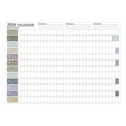 Wandkalender 2024, Januar bis Dezember 2024, Wandplaner, 12 Monatskalender, 73,7 x 50,8 cm, Jahresplaner 2024, Kalender für Organisation und Planung Phasz von PHASZ