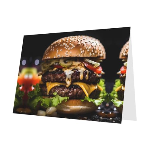 PHAYAH 10 Blatt Beef Burger Urlaubskarten blauer Umschlag geeignet als Hochzeitstag und Party-Einladungskarten von PHAYAH