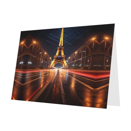 PHAYAH 10 Blatt Eiffelturm-Urlaubskarten, roter Umschlag, geeignet als Hochzeitstag und Party-Einladungskarten von PHAYAH