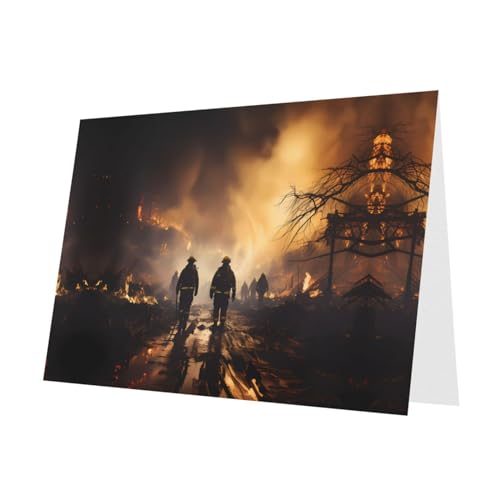 PHAYAH 10 Blatt Feuerwehrmann Kampf Feuer Urlaub Karten weißer Umschlag geeignet als Hochzeitstag und Party Einladungskarten von PHAYAH