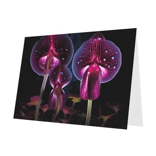 PHAYAH 10 Blatt Insektenfressende Blumen-Urlaubskarten, roter Umschlag, geeignet als Hochzeitstag und Party-Einladungskarten von PHAYAH