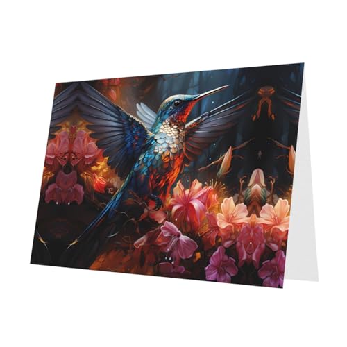 PHAYAH 10 Blatt Kolibri-Urlaubskarten, roter Umschlag, geeignet als Hochzeits- und Party-Einladungskarten von PHAYAH
