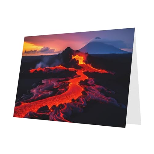 PHAYAH 10 Blatt Lava Feuer Meer Urlaubskarten roter Umschlag geeignet als Hochzeitstag und Party Einladungskarten von PHAYAH