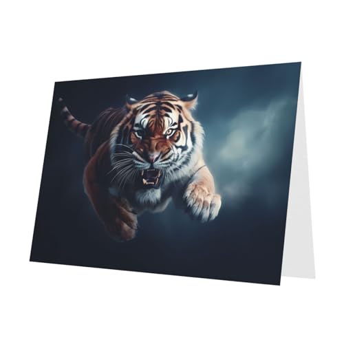 PHAYAH 10 Blatt Springender Tiger Weihnachtskarten weißer Umschlag geeignet als Hochzeitstag und Party-Einladungskarten von PHAYAH
