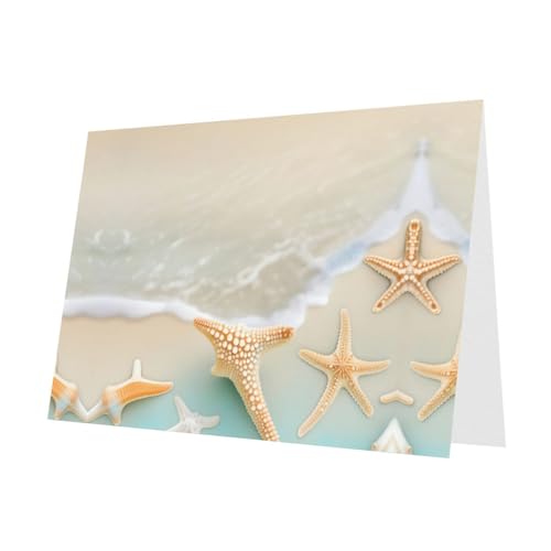 PHAYAH 10 Blatt Strand-Seestern-Urlaubskarten, roter Umschlag, geeignet als Hochzeitstag und Party-Einladungskarten von PHAYAH