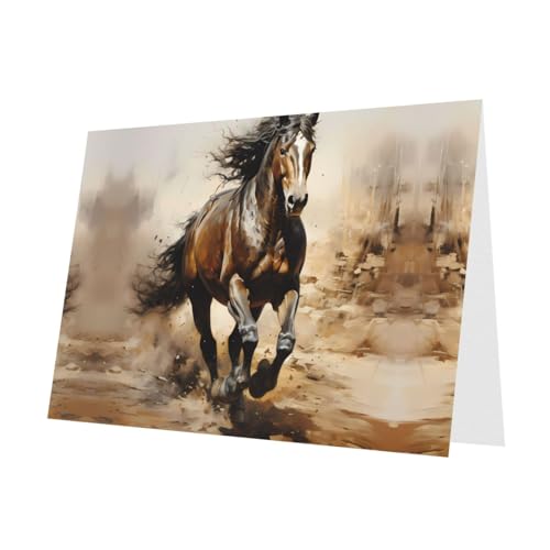 PHAYAH 10 Blatt Westernpferd-Urlaubskarten, roter Umschlag, geeignet als Hochzeitstag und Party-Einladungskarten von PHAYAH