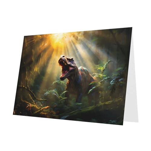PHAYAH 10 Blatt riesige Dinosaurier-Urlaubskarten, roter Umschlag, geeignet als Hochzeits- und Party-Einladungskarten von PHAYAH