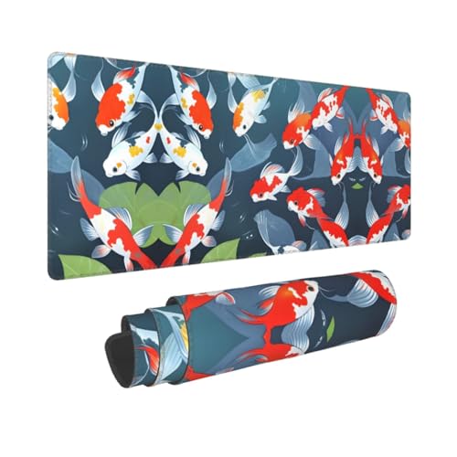 PHAYAH Gaming-Mauspad, Dreamland-Koi-Muster, Größe XL, rutschfest, Gummi, genähte Kanten, 80 x 30 cm PHAYAH Gaming-Mauspad, Dreamland-Koi-Muster, Größe XL, rutschfest, Gummi, genähte Kanten, 80 x 30 cm von PHAYAH