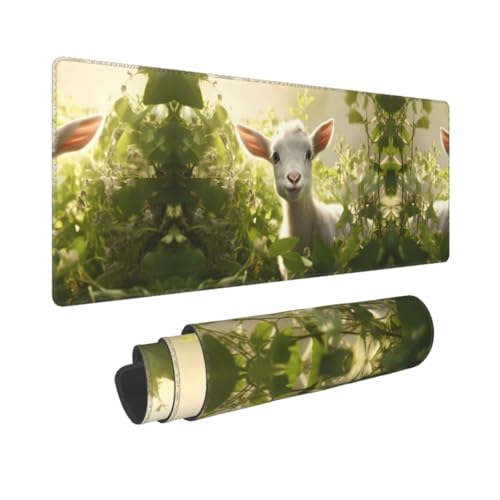 PHAYAH Gaming-Mauspad, Motiv: Ziege, Natur, Babys, Größe XL, rutschfest, Gummi, genähte Kanten, 80 x 30 cm PHAYAH Gaming-Mauspad, Motiv: Ziege, Natur, Babys, Größe XL, rutschfest, Gummi, genähte Kanten, 80 x 30 cm von PHAYAH