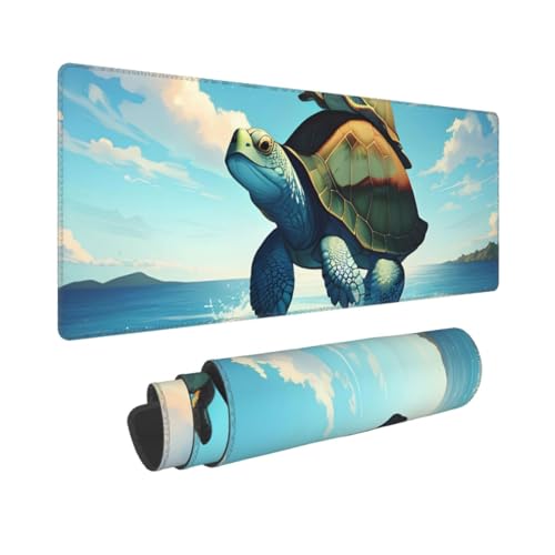 Phayah Gaming-Mauspad, Schildkröte, Ozean, Meeresmuster, XXL, XL, großes Mauspad, Schreibtischmatte, rutschfeste Gummi-Mäusepads, genähte Kanten, 31,5 x 30 cm Phayah Gaming-Mauspad, Schildkröte, Ozean, Meeresmuster, XXL, XL, großes Mauspad, Schreibtischmatte, rutschfeste Gummi-Mäusepads, genähte Kanten, 31,5 x 30 cm von PHAYAH