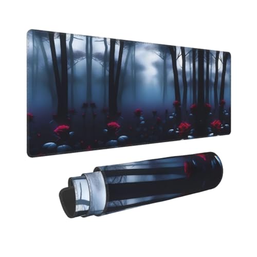 Phayah Gaming-Mauspad, dunkelrose, Waldmuster, XXL, XL, großes Mauspad, Schreibtischmatte, rutschfeste Gummi-Mäusepads, genähte Kanten, 31,5 x 30 cm Phayah Gaming-Mauspad, dunkelrose, Waldmuster, XXL, XL, großes Mauspad, Schreibtischmatte, rutschfeste Gummi-Mäusepads, genähte Kanten, 31,5 x 30 cm von PHAYAH