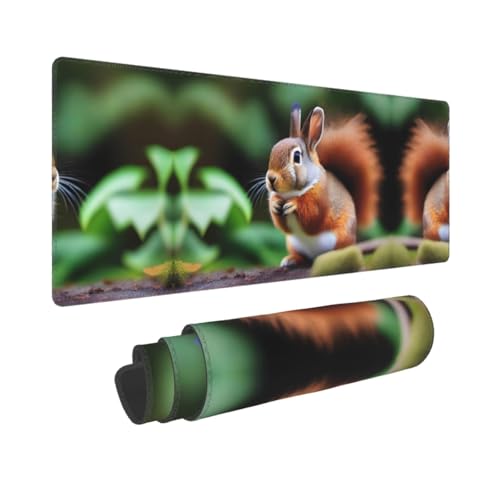 Phayah Gaming-Mauspad, niedliches Eichhörnchen-Muster, XXL, XL, großes Mauspad, Schreibtischmatte, rutschfeste Gummi-Mäusepads, genähte Kanten, 31,5 x 30 cm Phayah Gaming-Mauspad, niedliches Eichhörnchen-Muster, XXL, XL, großes Mauspad, Schreibtischmatte, rutschfeste Gummi-Mäusepads, genähte Kanten, 31,5 x 30 cm von PHAYAH