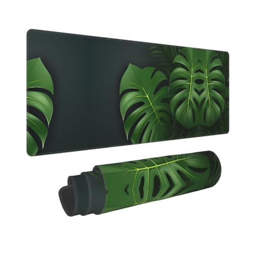 Phayah Gaming-Mauspad, tropisches grünes Blättermuster, XXL, XL, großes Mauspad, Schreibtischunterlage, rutschfeste Gummi-Mäusepads, genähte Kanten, 31,5 x 30 cm Phayah Gaming-Mauspad, tropisches grünes Blättermuster, XXL, XL, großes Mauspad, Schreibtischunterlage, rutschfeste Gummi-Mäusepads, genähte Kanten, 31,5 x 30 cm von PHAYAH