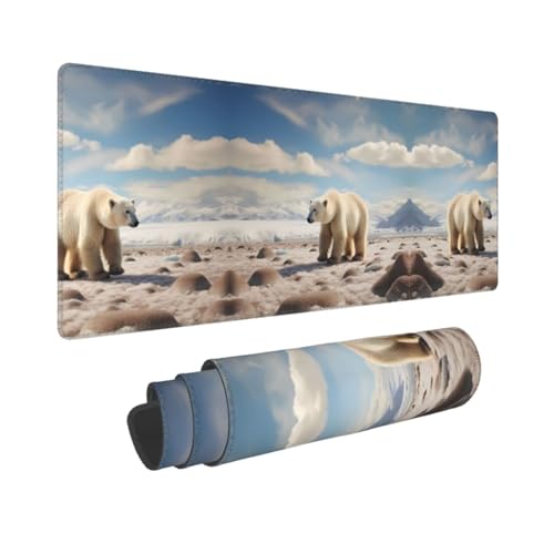 Phayah Gaming Mauspad Stehend Eisbär Muster XXL XL Großes Mauspad Schreibtischunterlage Rutschfeste Gummi Mäuse Pads genähte Kanten 31,5 x 30 cm Phayah Gaming Mauspad Stehend Eisbär Muster XXL XL Großes Mauspad Schreibtischunterlage Rutschfeste Gummi Mäuse Pads genähte Kanten 31,5 x 30 cm von PHAYAH