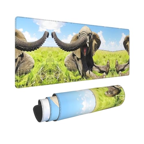 Phayah Gaming-Mauspad Trompete Elefant Muster XXL XL großes Mauspad Schreibtischunterlage rutschfeste Gummi-Mäusepads genähte Kanten 31,5 x 30 cm Phayah Gaming-Mauspad Trompete Elefant Muster XXL XL großes Mauspad Schreibtischunterlage rutschfeste Gummi-Mäusepads genähte Kanten 31,5 x 30 cm von PHAYAH