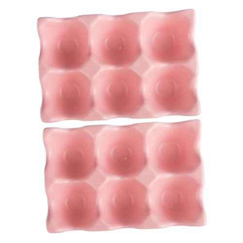 2st Eier Aufbewahrung Platte Eierhalter Für Geflügel Herzförmige Kuchenform Teuflischer Eierhalter Mit Deckel Eierschale Mit 6 Gittern Eierspender Eierregal Eierkorb Keramik Rosa PHENOFICE von PHENOFICE