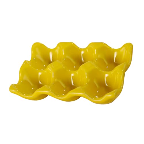 PHENOFICE 1stk Eierablage Aufbewahrungsbehälter Für Eier Kühlschrank Eierbehälter Ei-kühlschrank-organizer Eierplatte Halter Für Eierschalen Eierspender Getränkehalter-ablage Yellow Keramik von PHENOFICE