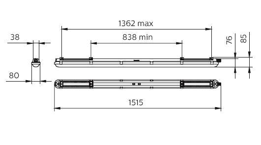 PHIL CoreLine FR-Leuchte IP65 50223999 1500mm 43W 6000lm 4000K Ra80 V2a (2x58W) von Signify GmbH