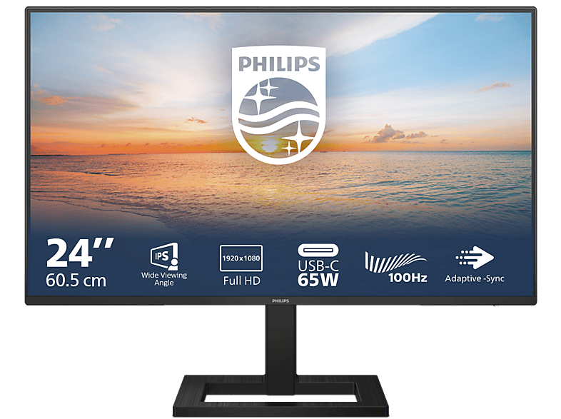 PHILIPS 24E1N1300AE 23,8 Zoll Full-HD Monitor (4 ms Reaktionszeit von PHILIPS