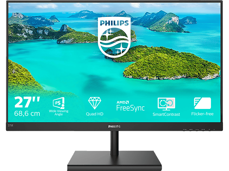 PHILIPS 275E1S/00 27 Zoll QHD Monitor (4 ms Reaktionszeit, 75 Hz) von PHILIPS