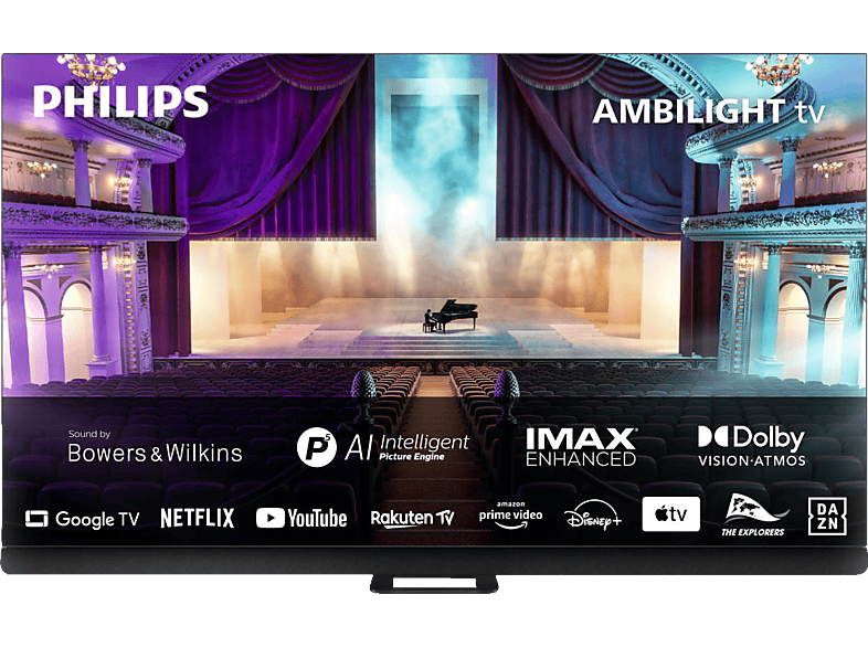 PHILIPS 77OLED908/12 OLED TV (Flat, 77 Zoll / 194 cm, UHD 4K, SMART TV, Ambilight, Google 12) von PHILIPS