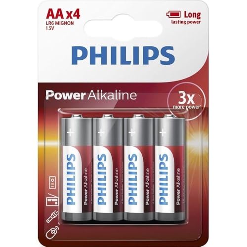 PHILIPS 8712581549909 Power Alkaline LR6 Mignon 1,5V Batterie rot/weiß/Silber von PHILIPS