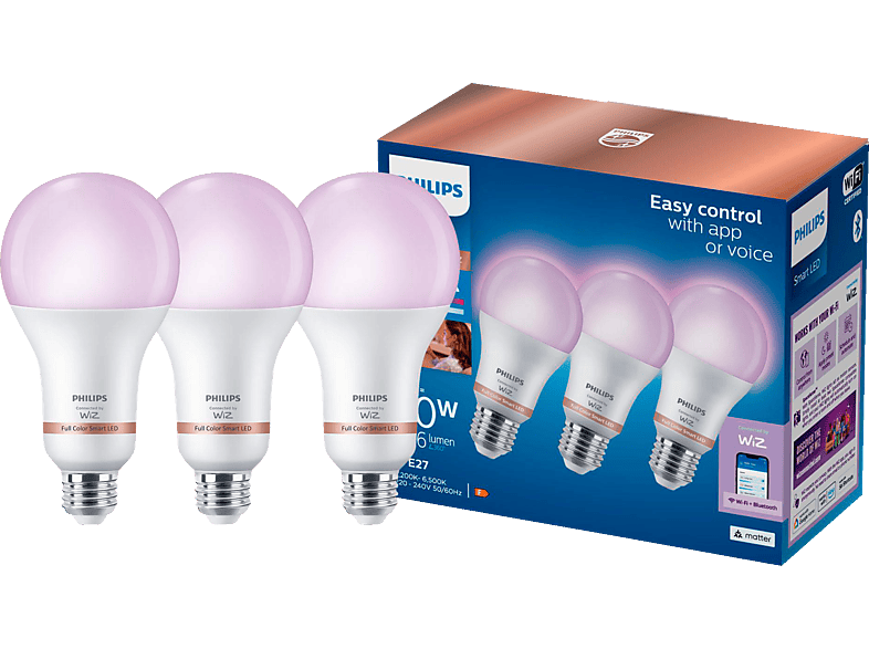 PHILIPS A60 E27 Tunable 60W Dreierpack LED Lampe Weiß und RGB PHILIPS A60 E27 Tunable 60W Dreierpack LED Lampe Weiß und RGB von PHILIPS