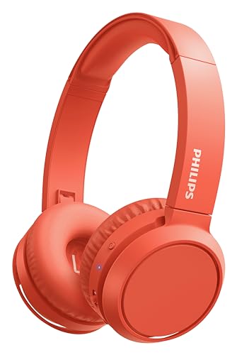 PHILIPS Audio TAH4205RD/00 On Ear Kopfhörer mit Bass Boost Taste (Bluetooth, 29 Stunden Wiedergabezeit, Schnellladefunktion, Geräuschisolierung, Zusammenklappbar), Rot von PHILIPS