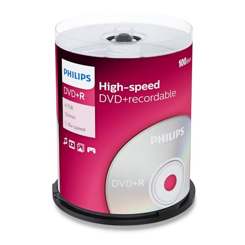 Philips DVD+R Rohlinge High-Speed (4.7 GB /120 Minuten Video, 1-16x Speed, 100er Spindel) von Philips