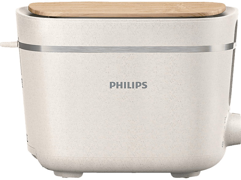 PHILIPS HD2640/10 Serie 5000 Eco Conscious Edition 8 Stufen, Krümelschublade, Brötchenaufsatz Toaster Seidenweiß matt (830 Watt, Schlitze: 2) von PHILIPS