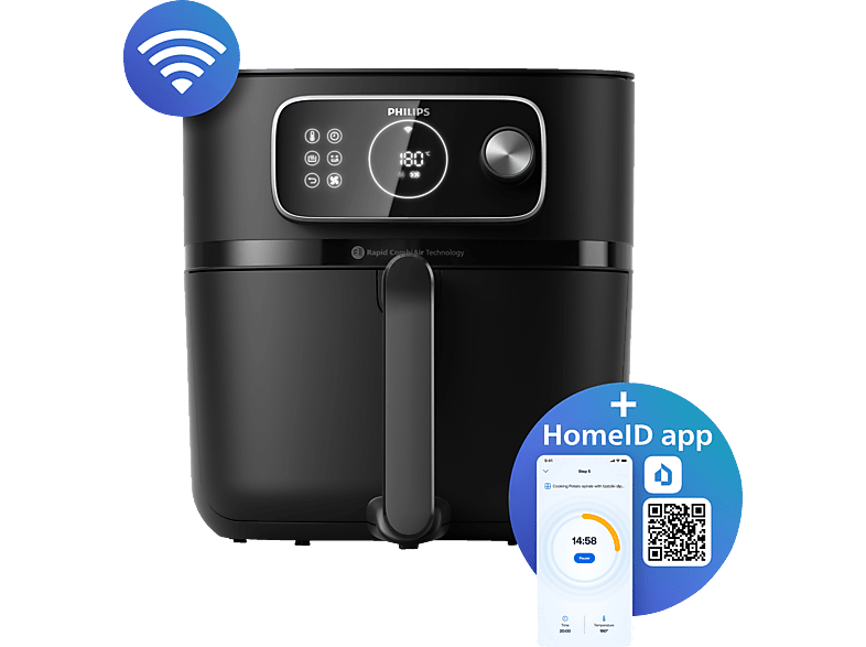 PHILIPS HD9876/90 Airfryer Connected XXL Series 7000 8.3L Heißluftfritteuse 2200 Watt Schwarz von PHILIPS