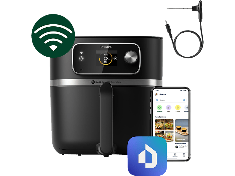 PHILIPS HD9880/90 Airfryer Combi XXL mit Lebensmittelthermometer 7000 Series 8.3L Heißluftfritteuse 2200 Watt Schwarz PHILIPS HD9880/90 Airfryer Combi XXL mit Lebensmittelthermometer 7000 Series 8.3L Heißluftfritteuse 2200 Watt Schwarz von PHILIPS