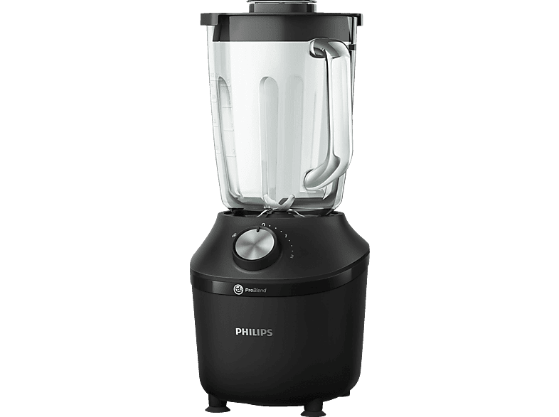 PHILIPS HR2291/41 3000 Series Edelstahlklinge, 2 Stufen mit Impulsfunktion, Standmixer Schwarz (600 Watt, l) von PHILIPS