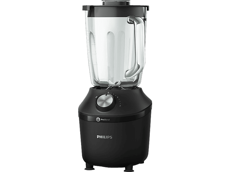 PHILIPS HR2291/41 3000 Series Edelstahlklinge, 2 Stufen mit Impulsfunktion, Standmixer Schwarz (600 Watt, Liter) von PHILIPS